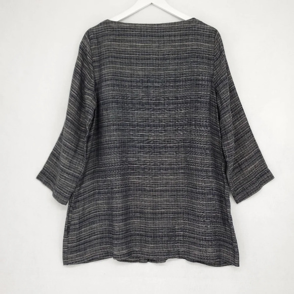 Eileen Fisher Coastline Linen Stripe Shirt  - Picture 6 of 11